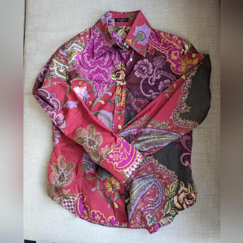 ETRO Milano Patterned Cotton Button Down Shirt